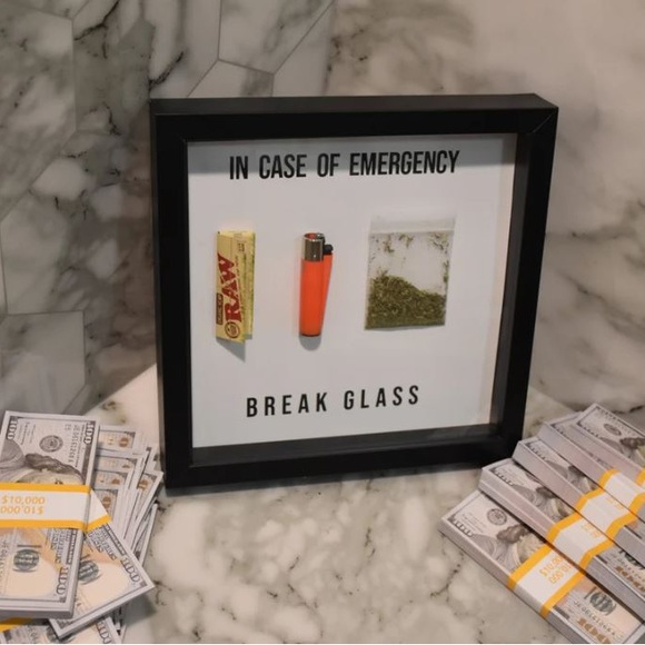 In Case Of Emergency Break Glass 420 Stoner Mary Jane Glass Wall Art Canvas - Picture 3 of 6